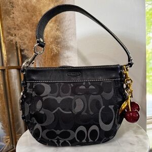 COACH F44109 Vintage Y2K Black Zoe Optic Signature Top Handle Mini Bag Handbag